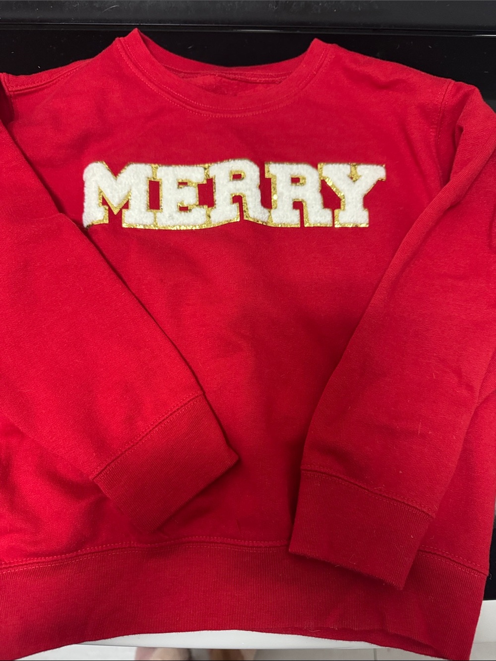 Kids sweet Wink Red 'Merry' Holiday Crewneck Sweatshirt 7/8